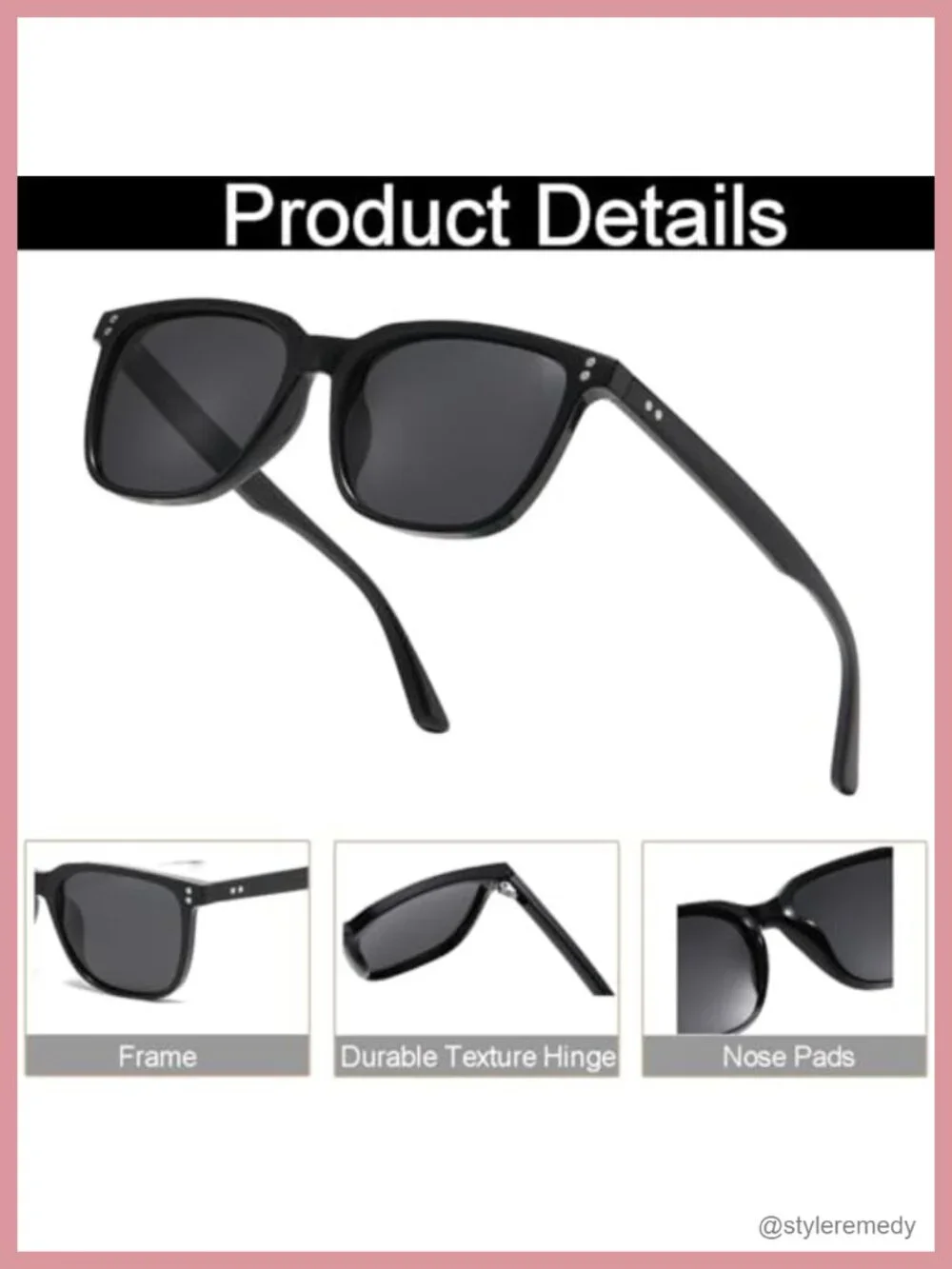 Polarized Square Sunglasses UV400 Protection Retro Acetate Frame